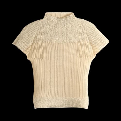 Issey Miyake Sheer Fuzzy Pleats Shirt 'Egg Beige'