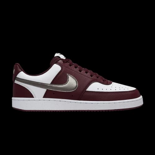 Nike Court Vision Low White Burgundy Metallic Pewter (Women's)
