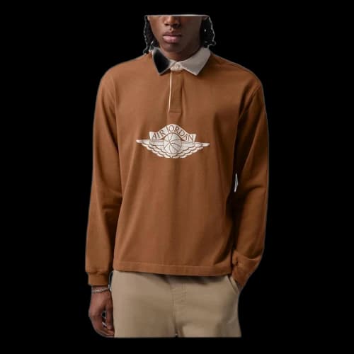 Jordan Flight Essentials Rugby T-Shirt 'Light British Tan Sail Shadow Brown'