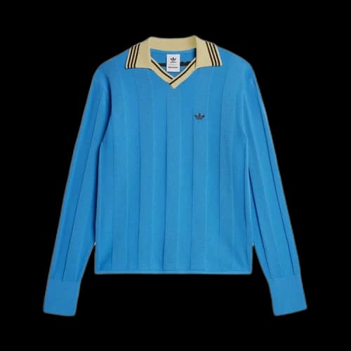 adidas x Wales Bonner Knit Long Sleeve Football Tee Lucky Blue