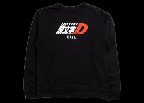 BAIT x Initial D Logos Crewneck Sweater Black