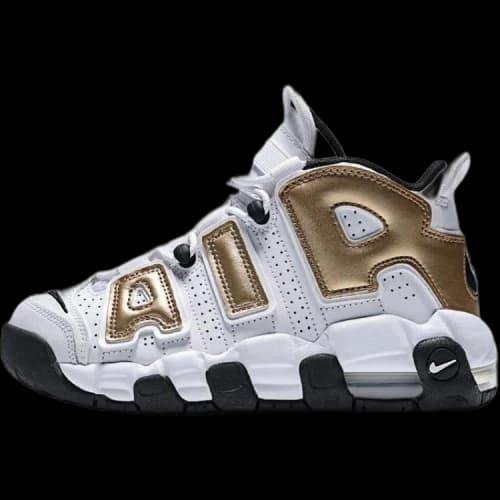 (GS) Nike Air More Uptempo 'White Metallic Gold Black'