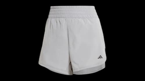 adidas Women's Pacer Stretch-Woven Zipper Pocket Lux Shorts Grey Three