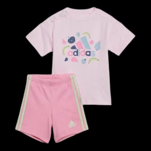 (TD) adidas Essentials Allover Print T-shirt Set Asia Sizing 'Pink'