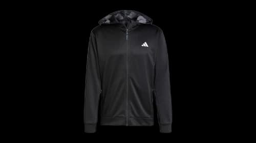 adidas Train Essentials Camo Full-Zip Hoodie Black
