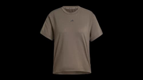 adidas Women's Power Back-Cutout 3-Stripes T-Shirt Shadow Olive