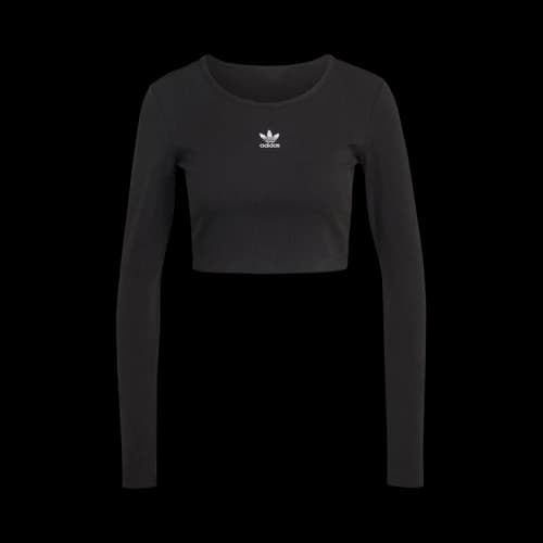 Adidas Essential Crop Long-Sleeve Tee 'Black'