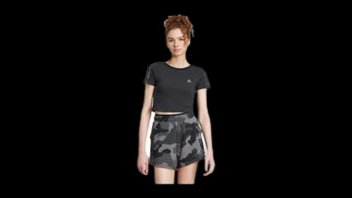 adidas Women's Essentials 3-Stripes Camo Print Baby T-Shirt Black/White