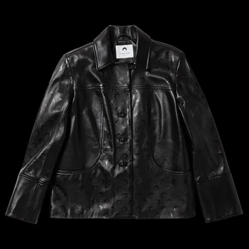Marine Serre Crescent Moon Boxy Leather Jacket 'Black'