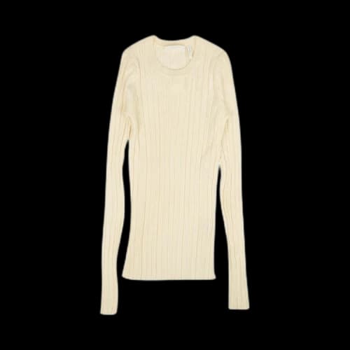 Helmut Lang Ribbed Crewneck Wool Sweater 'White'