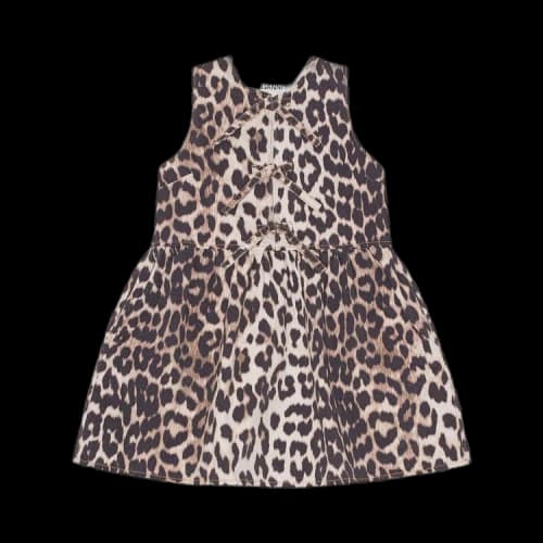 GANNI Print Denim Tieband Mini Dress 'Leopard'