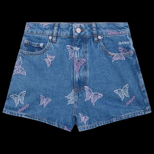 GANNI Butterfly Denim Shorts 'Denim'