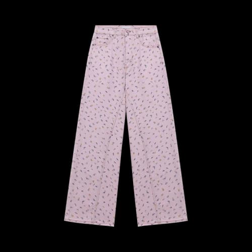 GANNI Tulle Flower Print Joezy Jeans 'Pink'
