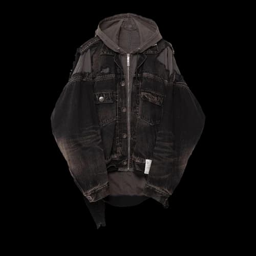 Maison Mihara Yasuhiro Double Layered Denim Hooded Jacket 'Black'