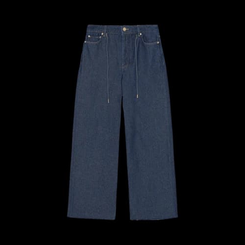 GANNI Heavy Denim Wide Drawstring Jeans 'Rinse'