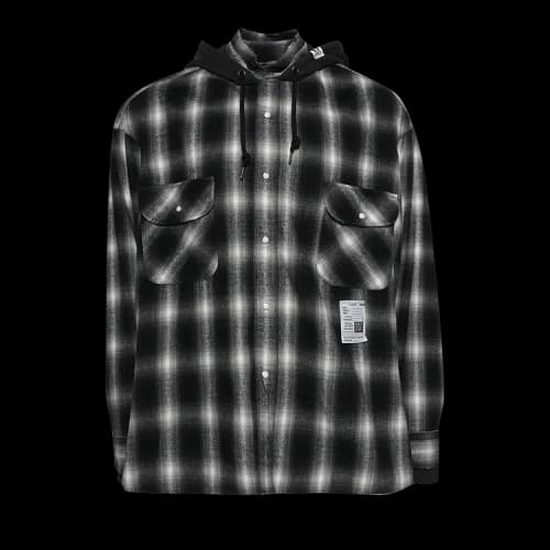 Maison Mihara Yasuhiro Hood Combined Long-Sleeve Check Shirt 'Black'