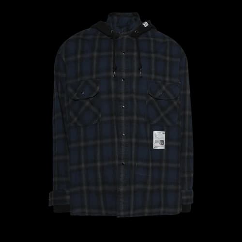 Maison Mihara Yasuhiro Hood Combined Long-Sleeve Check Shirt 'Blue'