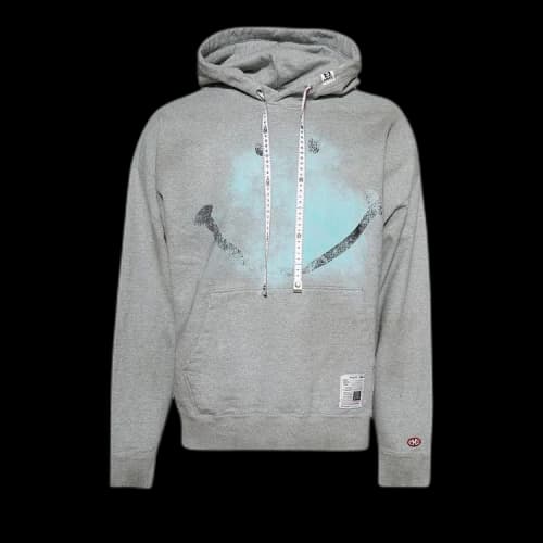 Maison Mihara Yasuhiro Smiley Face Printed Distressed Hoodie 'Grey'