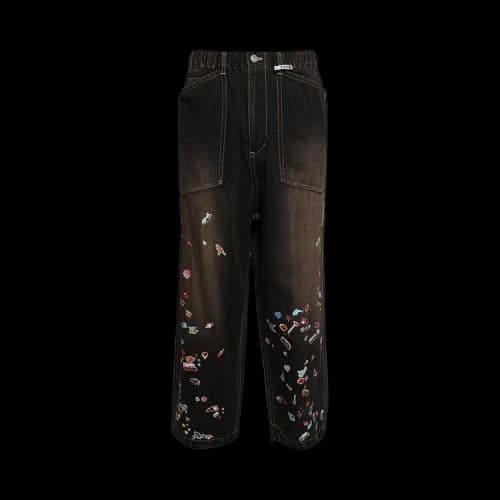 Maison Mihara Yasuhiro Sticker Prints Denim Baker Pants 'Black'