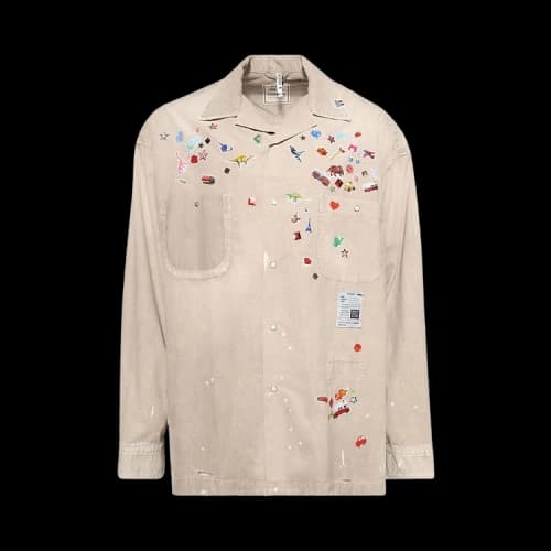 Maison Mihara Yasuhiro Corduroy Shirts With Stickers 'Beige'