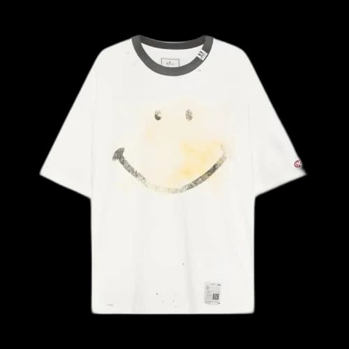 Maison Mihara Yasuhiro Smily Face Printed Distressed T-Shirt 'White'