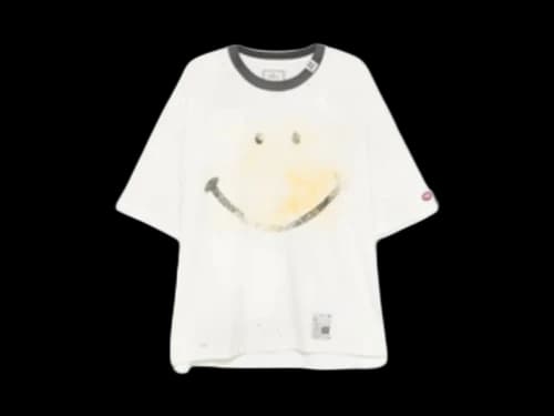 Maison Mihara Yasuhiro Smily Face Printed Distressed T-shirt White