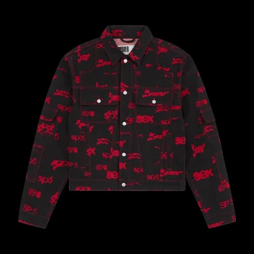 Sp5der 5ex AOP Denim Trucker Jacket 'Black'