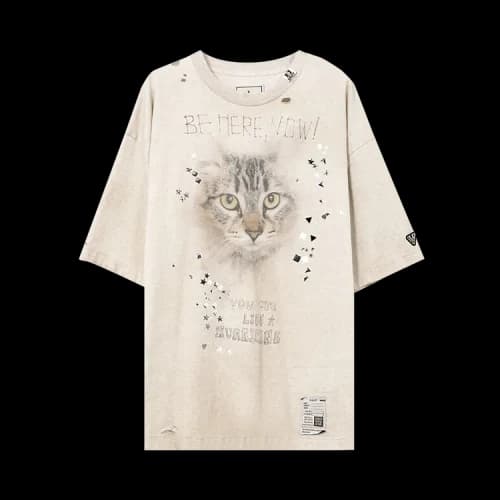 Maison Mihara Yasuhiro Embellished Distressed T-Shirt 'Grey'
