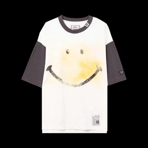 Maison Mihara Yasuhiro Smily Face Printed Ringer Tee 'White'
