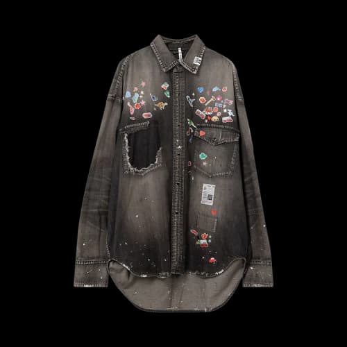 Maison Mihara Yasuhiro Denim Shirt With Sticker 'Black'