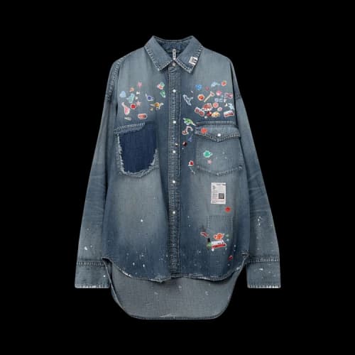 Maison Mihara Yasuhiro Denim Shirt With Sticker 'Indigo'