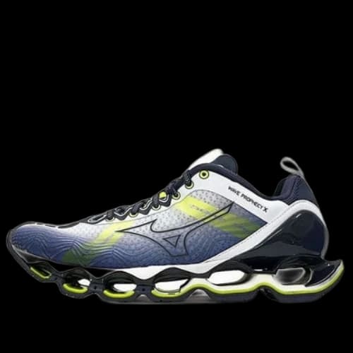Mizuno Wave X 10 Shock Absorption Non-Slip Wear-resistant Low Tops White Green 'Black Yellow Blue'