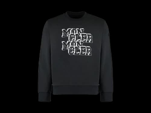 Moncler Stacked Logo Printed Sweatshirt Black
