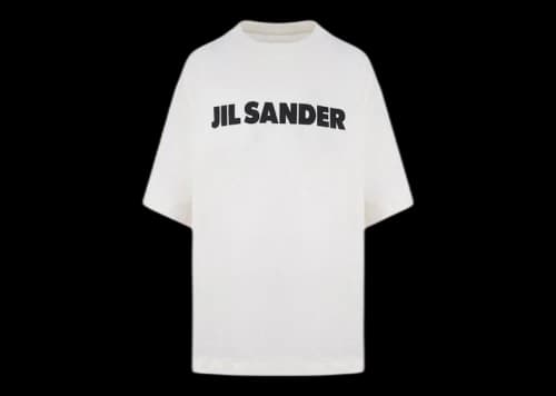 Jil Sander Boxy Fit Logo Print Cotton T-Shirt Ivory/Black