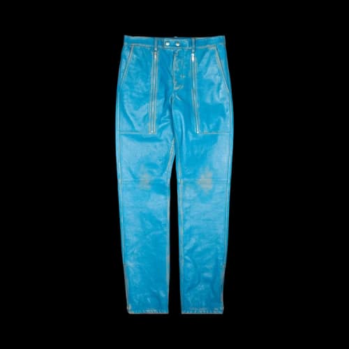 Jil Sander Distressed Leather Biker Pants 'Blue'