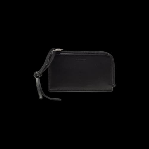 Jil Sander Leather Folded Card Wallet With Embossed 'Black'