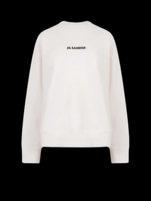 Jil Sander Woman Cotton Logo Print Sweatshirt Beige
