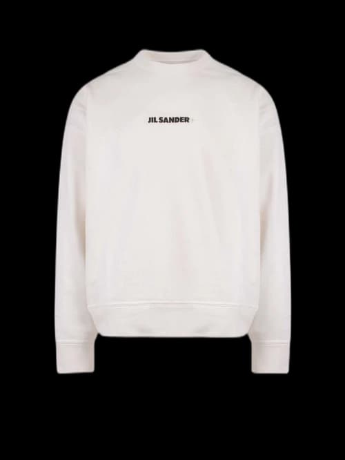 Jil Sander Man Cotton Frontal Logo Sweatshirt White