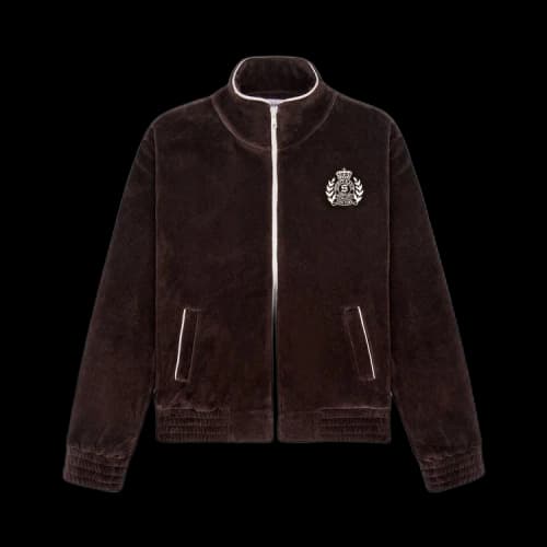 Sporty & Rich NY Crest Velour Track Jacket 'Chocolate'