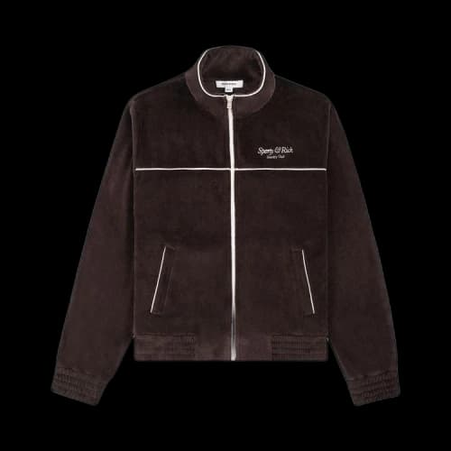 Sporty & Rich Script Velour Track Jacket 'Chocolate'