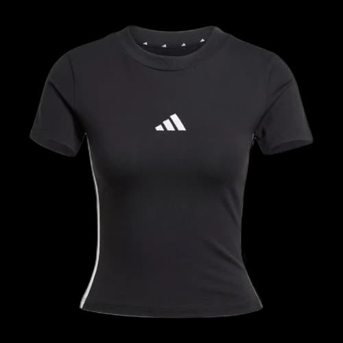 adidas Women's Essentials 3-Stripes Slim Baby T-Shirt Black/White