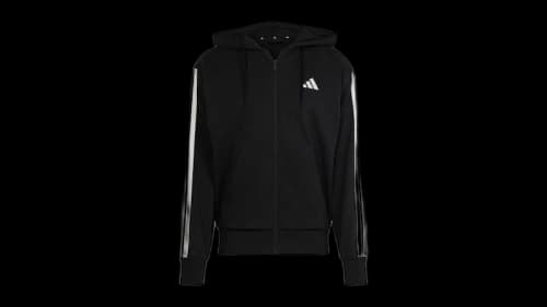 adidas Essentials 3-Stripes French Terry Full-Zip Hoodie Black/White
