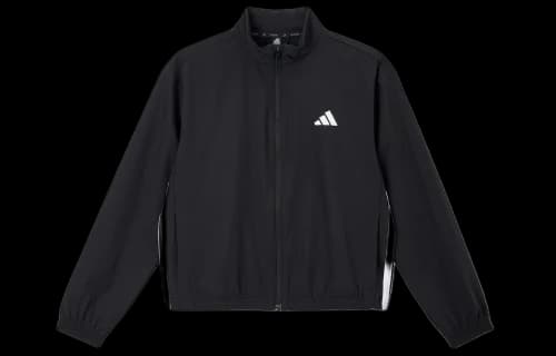 adidas Train Essentials 3-Stripes Woven Warm-Up Jacket 'Black White' (Women's)