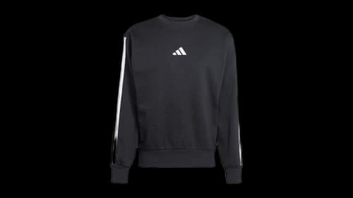 adidas Essentials 3-Stripes Fleece Sweatshirt Black White