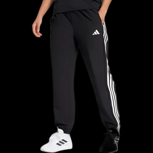 adidas Train Essentials 3-Stripes Woven Pants 'Black White' (Women's)