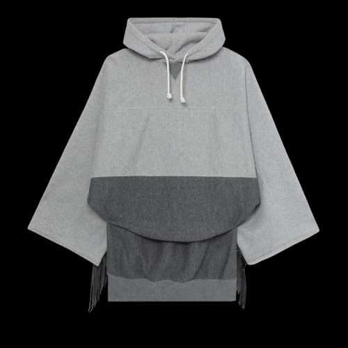Junya Watanabe Colour Block Fringed Hoodie 'Grey'