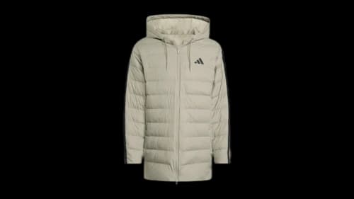 adidas Essentials Climawarm 3-Stripes Light Down Hooded Parka Silver Pebble