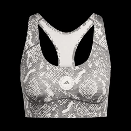 Adidas x Stella McCartney Power Impact Training Bra Medium Support Printed 'Almond Milk-Smc/Charcoal'