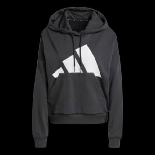 adidas Essentials Big Logo French Terry Loose Hoodie 'Black White' (Women's)