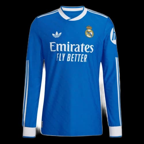 adidas Real Madrid 25/26 Long Sleeve Third Authentic Jersey Blue Bird